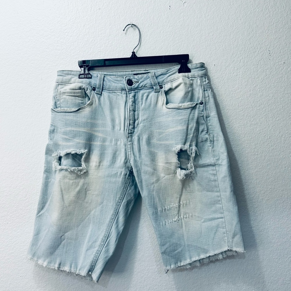 Black Brand Light Blue Distressed Jean Shorts
